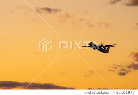 飛機在夕陽下起飛 83101975