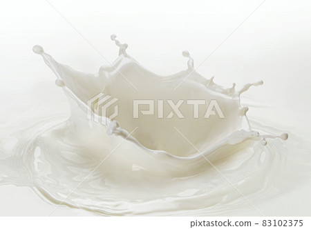 Milk drop with splashes on white background 83102375