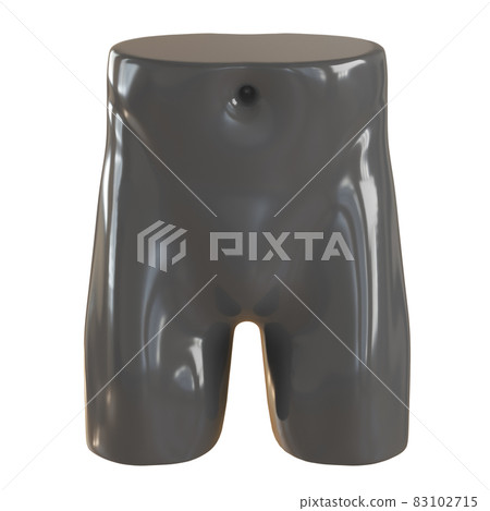 Gray plastic lower part of a male body on an isolated background. Dummy. 3d rendering. Front view 83102715