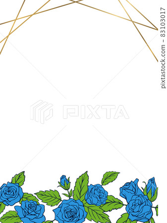 Frame with a design decorated with blue rose flowers Template material Golden line Frame with a design decorated with blue rose flowers Template material Golden line 83103017