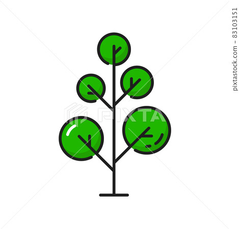 Flat cartoon green tree with small circle shape... - Stock Illustration  [83103151] - PIXTA