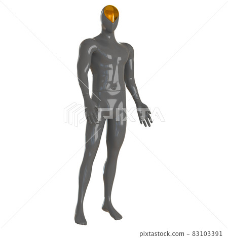 Gray male mannequin with a golden insert on the head on an isolated background. 3d rendering 83103391