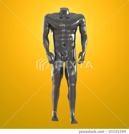 Black headless male mannequin in the pose of a walking man on a white background. 3d rendering Black headless male mannequin in the pose of a walking man on a white background. 3d rendering 83103394