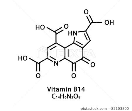 Vitamin B14 Pyrroloquinoline quinone molecular... - Stock Illustration ...