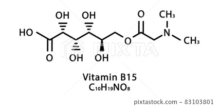 Vitamin B15 Pangamic acid molecular structure. Vitamin B15 Pangamic acid skeletal chemical formula. Chemical molecular formulas 83103801