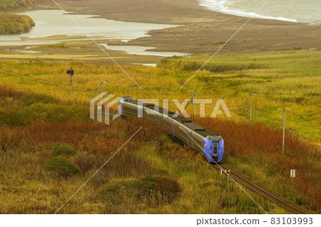 Limited express Ozora from the hill of Sakubetsu Limited express Ozora from the hill of Sakubetsu 83103993