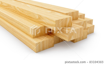 3D Rendering Wooden Boards material construction on white background 3D Rendering Wooden Boards material construction on white background 83104383