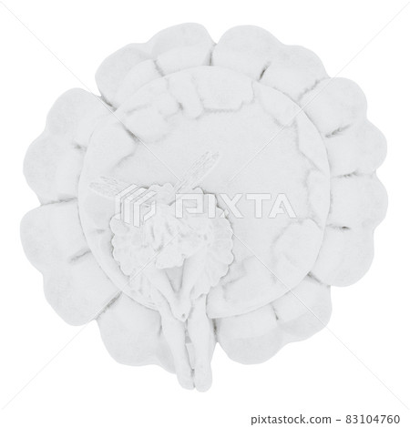White statuette of a girl with butterfly wings sitting on a flower on an isolated background. Top view. 3d rendering White statuette of a girl with butterfly wings sitting on a flower on an isolated background. Top view. 3d rendering 83104760