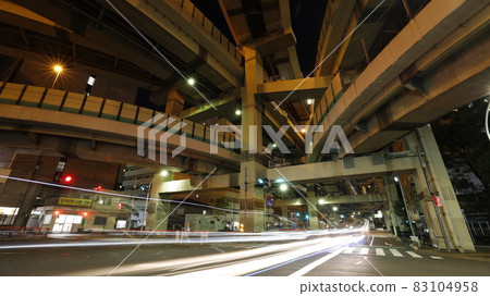 Night view of Hakozaki Junction, where many bridges are branched and called "Yamata no Orochi" and "King of the junction world" Night view of Hakozaki Junction, where many bridges are branched and called "Yamata no Orochi" and "King of the junction world" 83104958