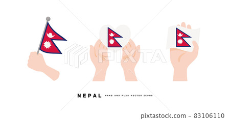 [Nepal] Hand and national flag icon vector illustration 83106110