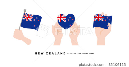 [New Zealand] hand and national flag icon vector illustration 83106113