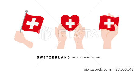 [瑞士] 手和國旗圖標矢量圖 83106142