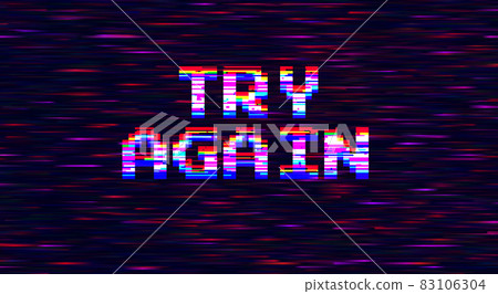 Pixel art space background with message Try Again 83106304