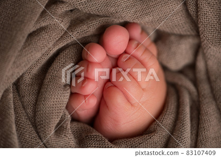 legs and toes of a newborn in a soft blanket legs and toes of a newborn in a soft blanket 83107409
