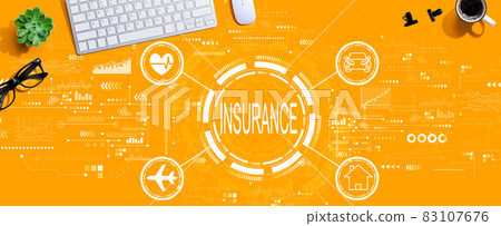 Insurance concept with a computer keyboard 83107676
