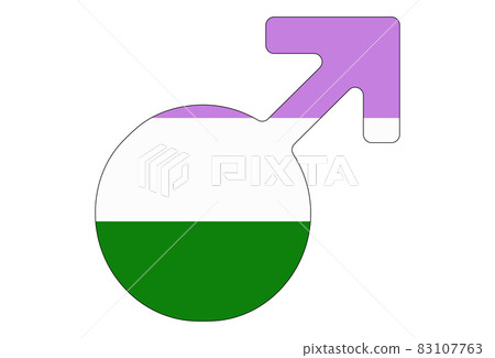 LGBT pride flag, Genderqueer PRIDE. Multicolored peace flag movement. Original colors symbol. In the shape of the sign of Mars 83107763
