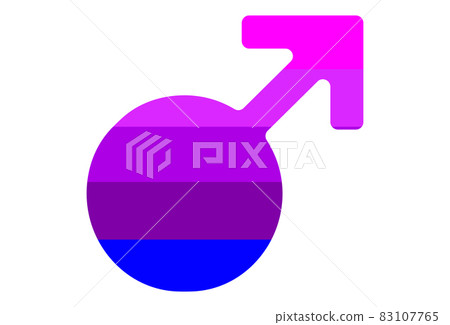 LGBT pride flag, Alternatives transgender. Multicolored peace flag movement. Original colors symbol. In the shape of the sign of Mars 83107765