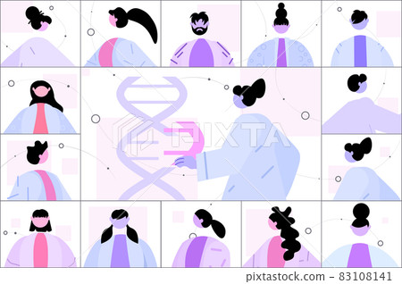 scientist analyzing DNA structure in web browser window researcher making experiment in online lab DNA testing scientist analyzing DNA structure in web browser window researcher making experiment in online lab DNA testing 83108141