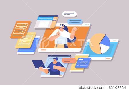 businesspeople in web browser windows... - Stock Illustration [83108234 ...