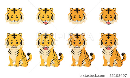 Tiger illustration material set_cute eyes Tiger illustration material set_cute eyes 83108497