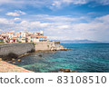Castle Grimaldi in historical part of Antibes town in french Riviera on azure coast 83108510
