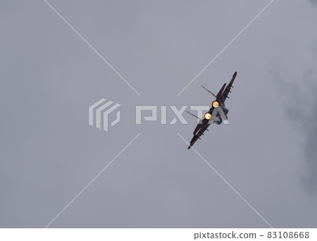 Moscow Russia Zhukovsky Airfield 31 August 2019: aerobatic team swifts MiG-29 perfoming demonstration flight of the international aerospace salon MAKS-2019 83108668