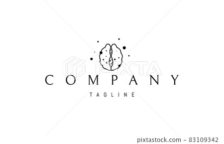 Vector logo on which an abstract image of a human brain with a DNA spiral inside. Vector logo on which an abstract image of a human brain with a DNA spiral inside. 83109342