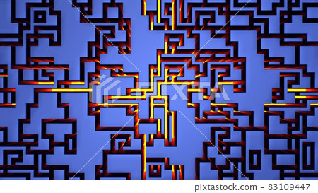 maze business challenge blue background technology with yellow light risk and decision labyrinth 3D illustration 83109447