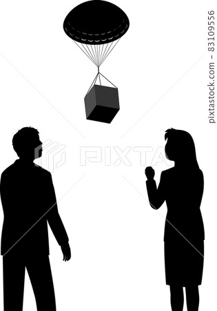 剪影 降落傘 矢量 83109556