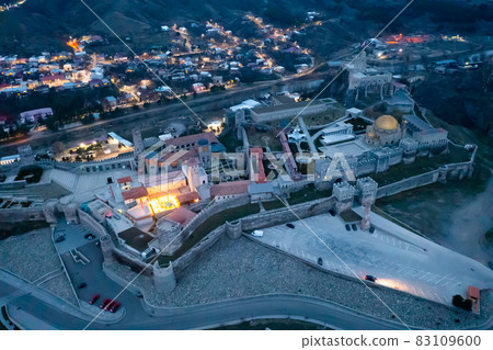 Aerial view of fortified Rabati Castle of Akhaltsikhe on evening Aerial view of fortified Rabati Castle of Akhaltsikhe on evening 83109600