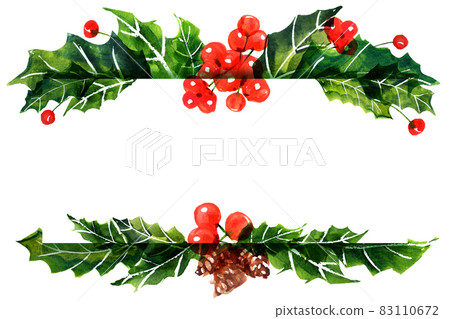 Christmas floral composition with holly and fir-tree cones Christmas floral composition with holly and fir-tree cones 83110672