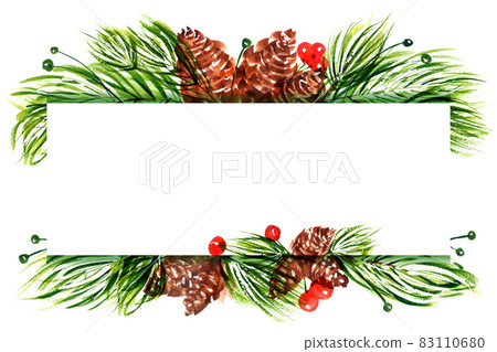 Christmas floral composition with pine cones and branches Christmas floral composition with pine cones and branches 83110680