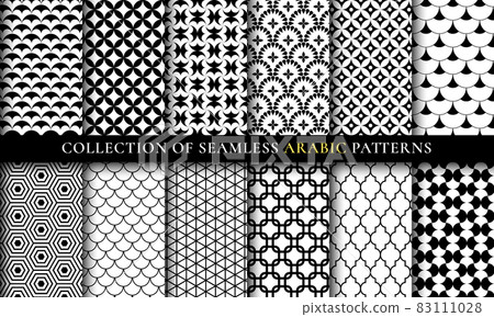 Seamless arabic pattern collection art texture set Seamless arabic pattern collection art texture set 83111028