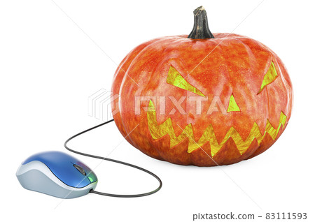 Computer Related Pumpkin Halloween Pumpkin with computer mouse, 3D... - Stock Illustration ...