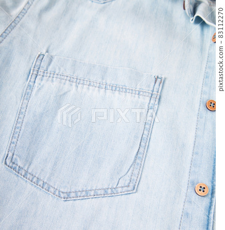Light blue denim shirt, pocket and button detail, blue jean shirt 83112270