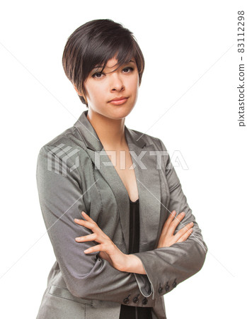 Pretty Mixed Race Girl Isolated Against White Background. Pretty Mixed Race Girl Isolated Against White Background. 83112298