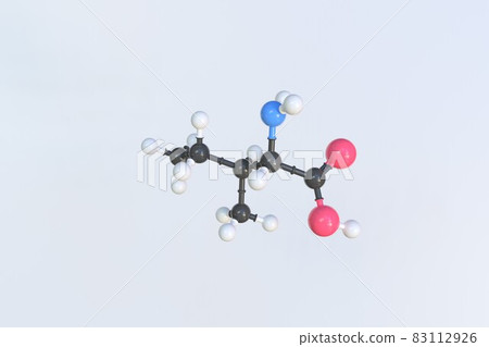 Isoleucine molecule made with balls, scientific molecular model. 3D rendering 83112926