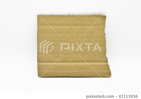 Brown and beige corrugated cardboard detail, isolated on white background Brown and beige corrugated cardboard detail, isolated on white background 83113056