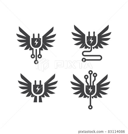 electric plug in and wings vector 83114086