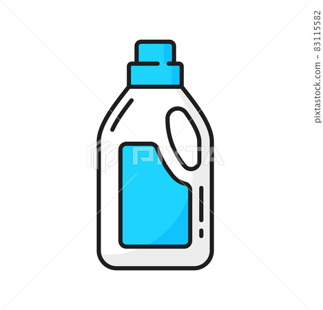 Washing detergent package, laundry cleaning gel isolated color line icon. Vector toilet or sink cleaner, antibacterial gel for cleaning bathroom. Washing gel package, laundry powder supplement pack 83115582