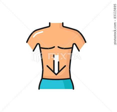Cleanse process, good digestion healthy intestines isolated color line icon. Vector cleanse process in digestive system diarrhea and gastric bacillus. Good digestion, healthcare, bad microflora 83115695