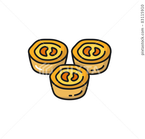 Portugal Chinese mooncake isolated flat line icon. Vector traditional Portugal cuisine food, portuguese national dish, pastry bakery. Cheesecake dessert, chinese moon cake, asian snack yellow cakes Portugal Chinese mooncake isolated flat line icon. Vector traditional Portugal cuisine food, portuguese national dish, pastry bakery. Cheesecake dessert, chinese moon cake, asian snack yellow cakes 83115910