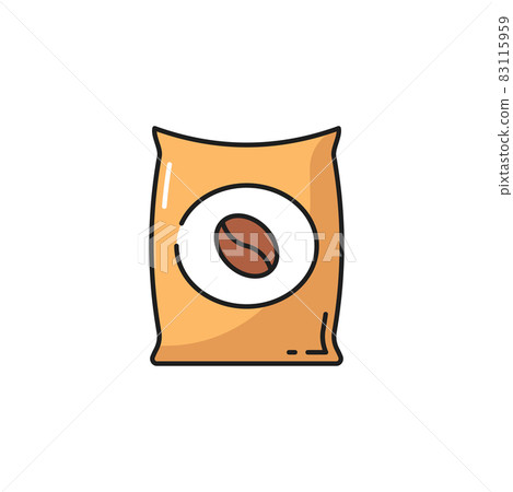 Roasted coffee beans in bag or package isolated... - Stock Illustration ...