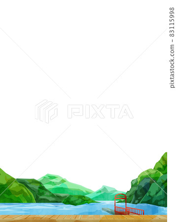 Lake and mountain landscape handwritten watercolor style illustration Lake and mountain landscape handwritten watercolor style illustration 83115998