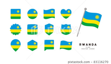 Flag of Rwanda Icon set of various shapes Vector illustration Flag of Rwanda Icon set of various shapes Vector illustration 83116270