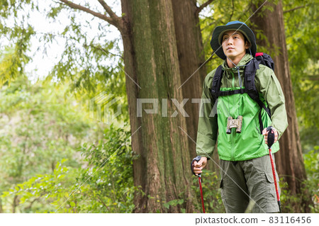 Young man enjoying a hike Young man enjoying a hike 83116456