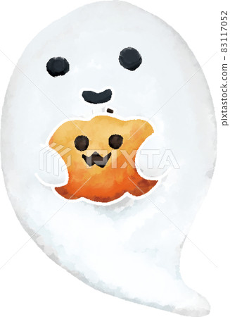 拿著水彩南瓜燈的鬼(沒有線) 拿著水彩南瓜燈的鬼(沒有線) 83117052