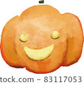 水彩風格的笑臉萬聖節南瓜（無線） 83117053