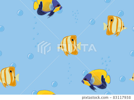 Seamless background tropical fish butterflyfish, angelfish in water vector illustration 83117938