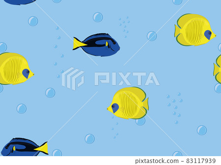 Seamless background tropical fish butterflyfish, surgeonfish in water vector illustration 83117939